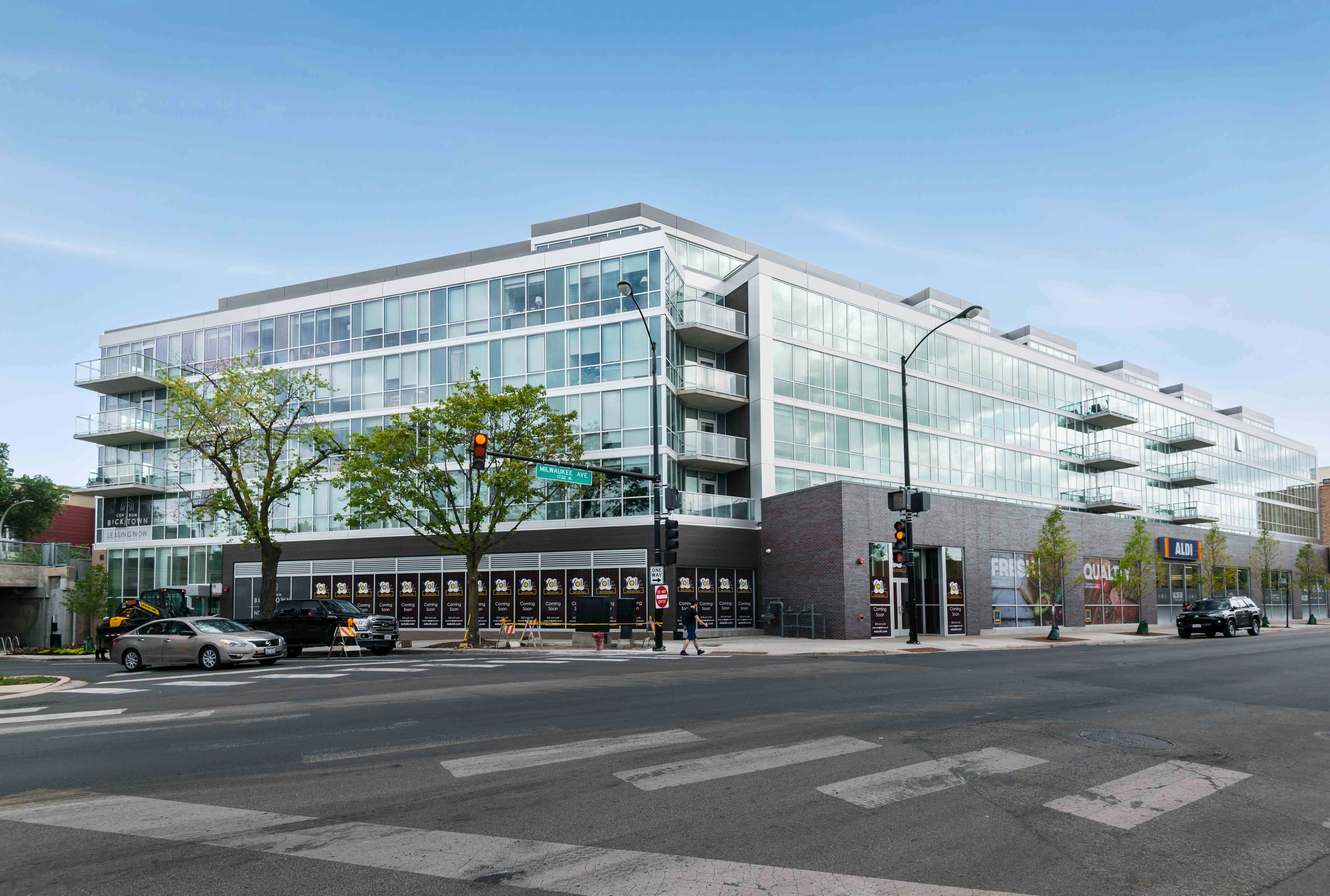 1 bedroom model kitchen and living area at Centrum Bucktown Apartments 