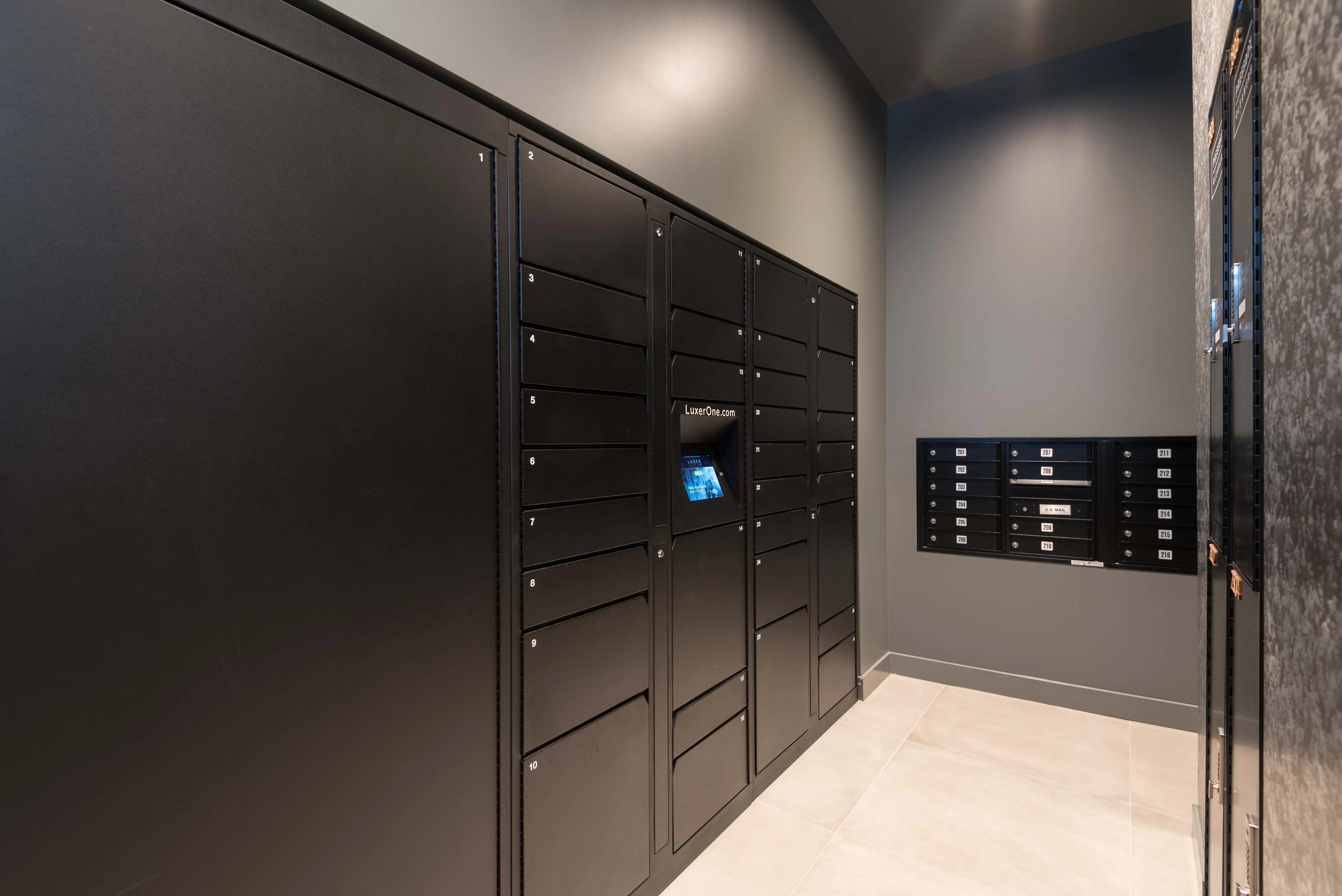 1 bedroom model kitchen and living area at Centrum Bucktown Apartments 