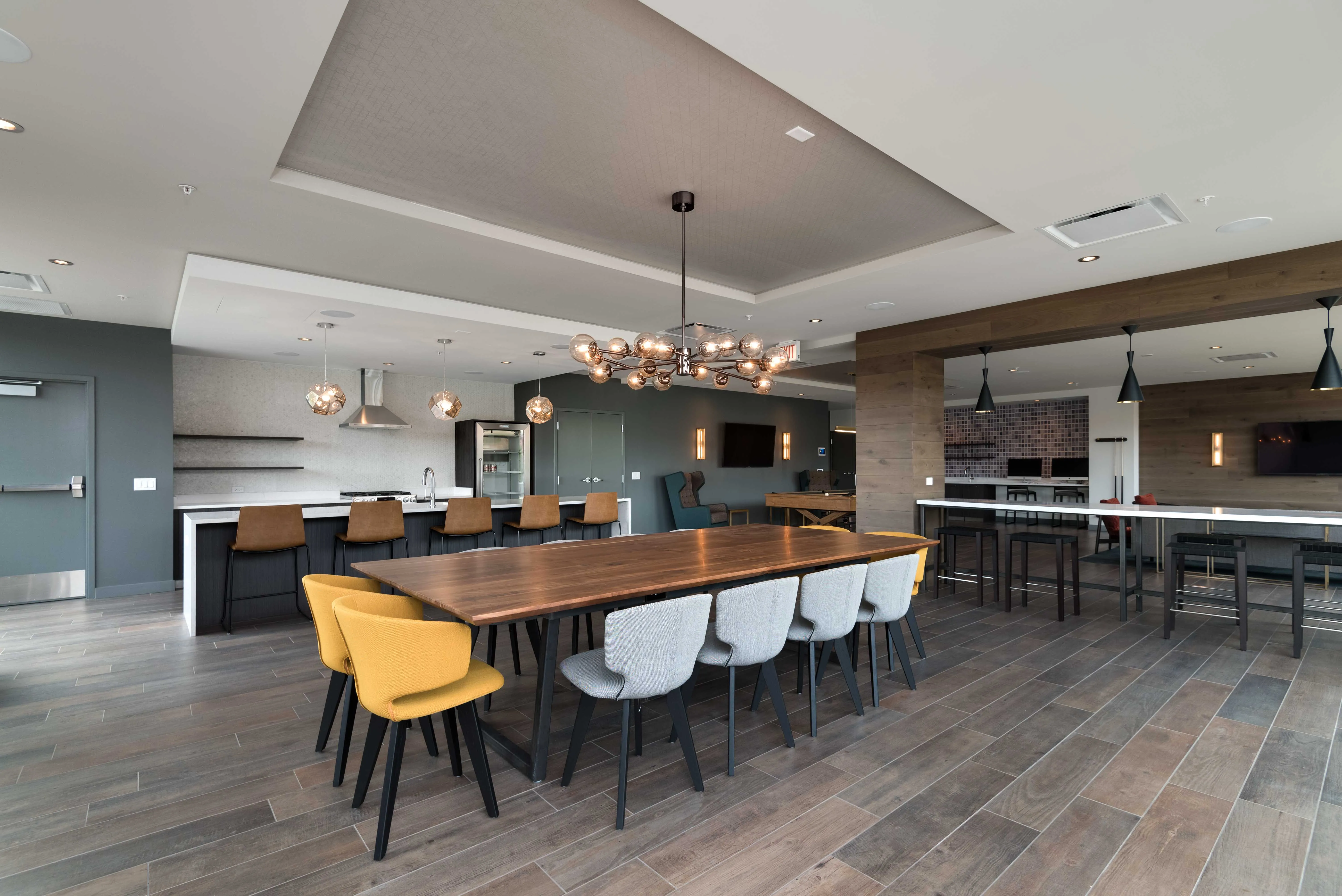 1 bedroom model kitchen and living area at Centrum Bucktown Apartments 