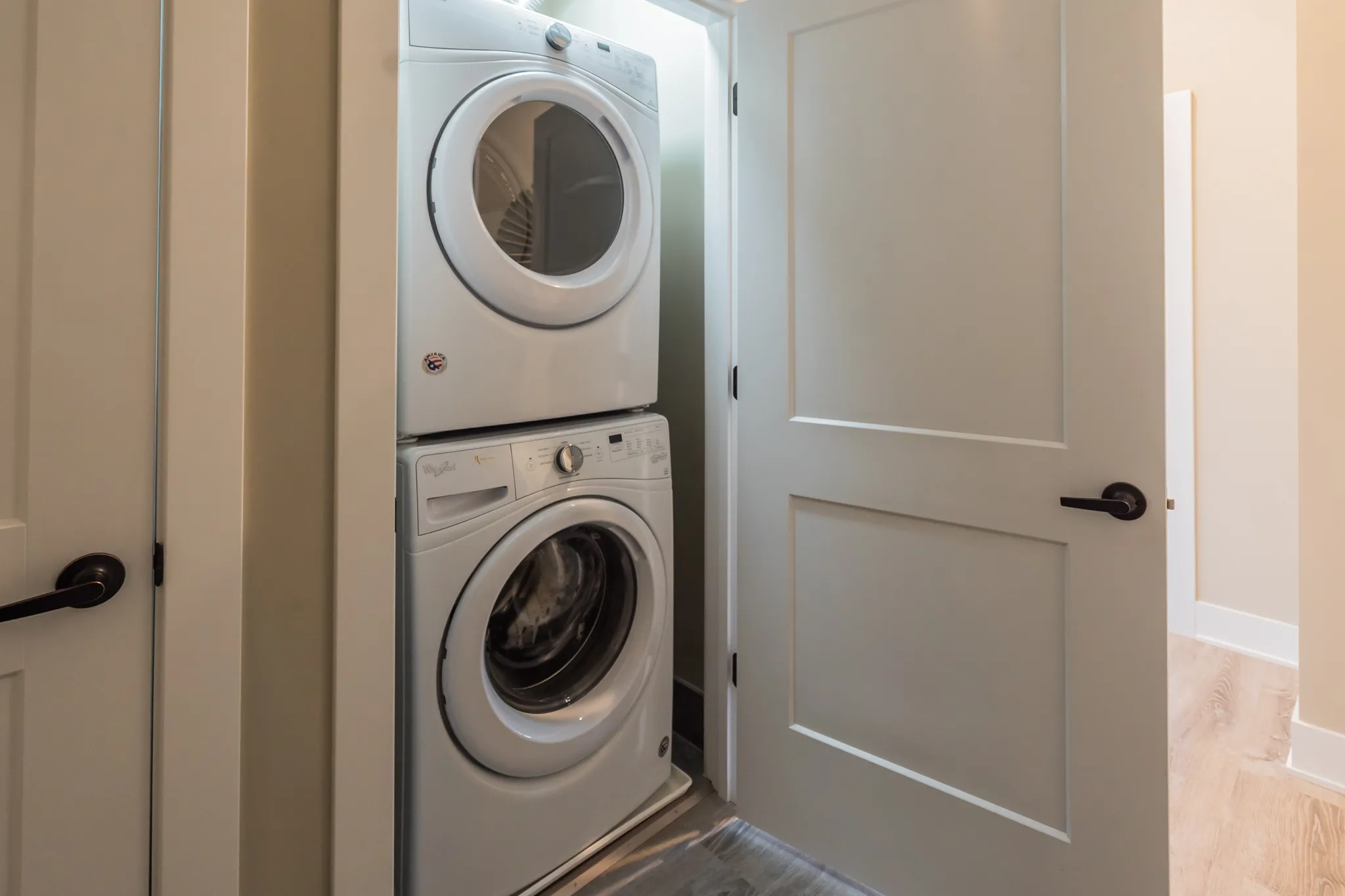 model living room at 933 West Belle Plaine in Uptown Chicago