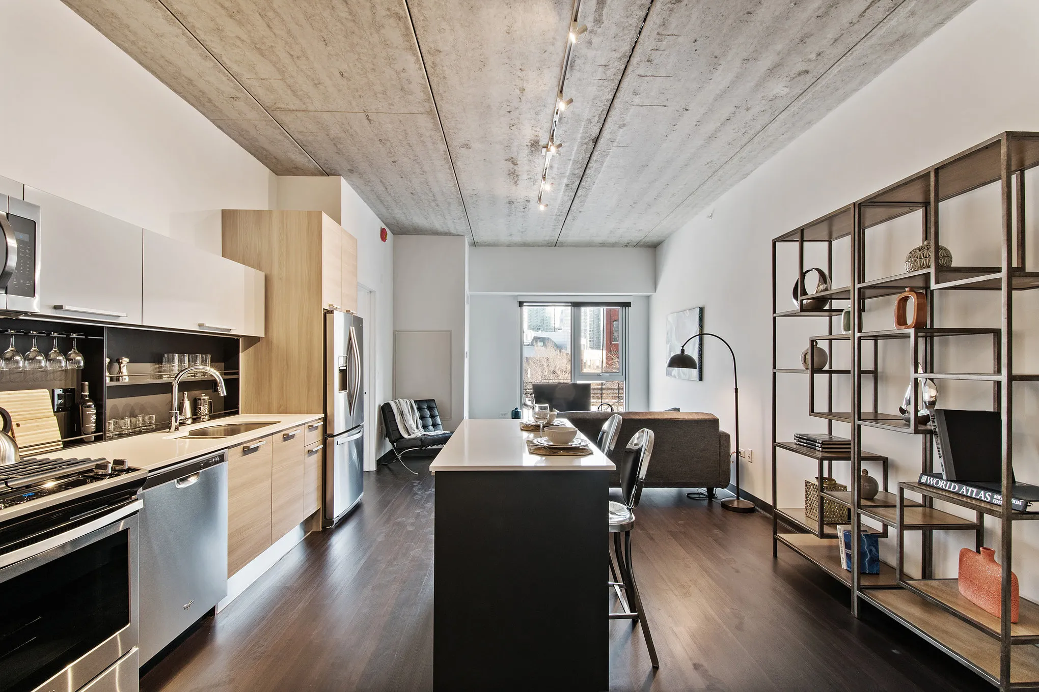 kitchen model at Seven 10 West Apartments in River West Chicago