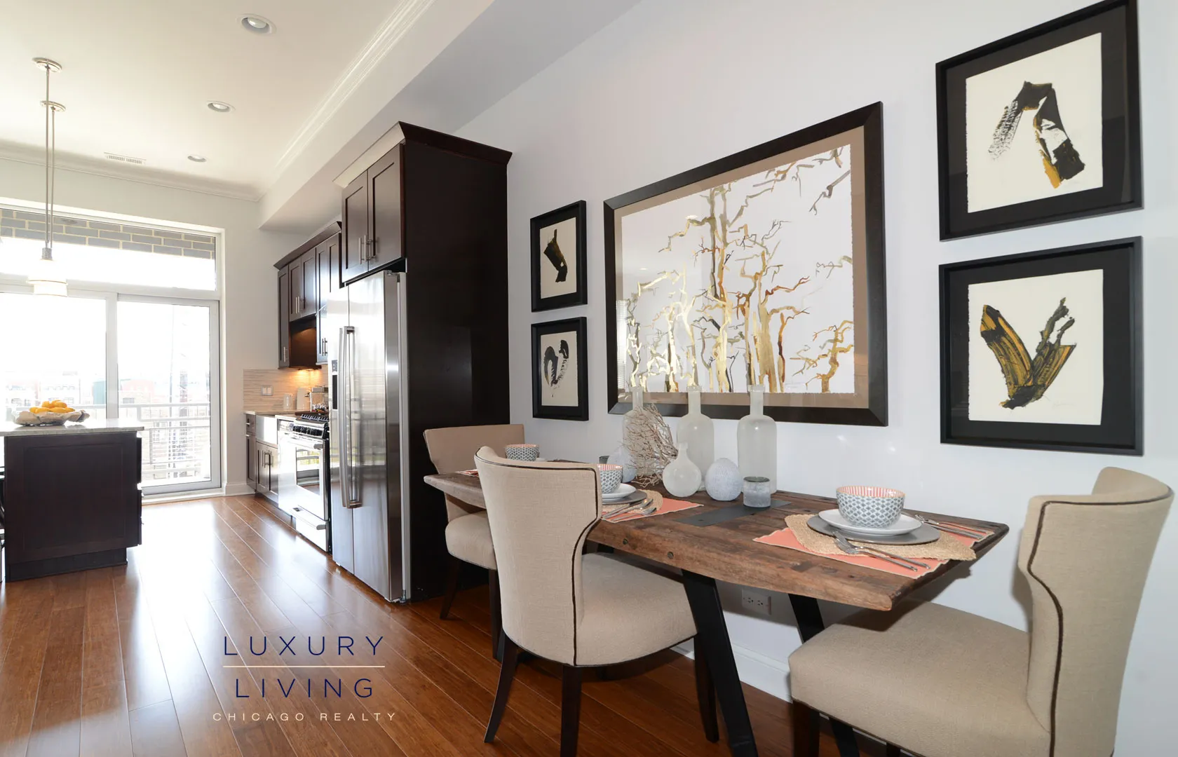 model kitchen at The Aberdeen West Loop Apartments