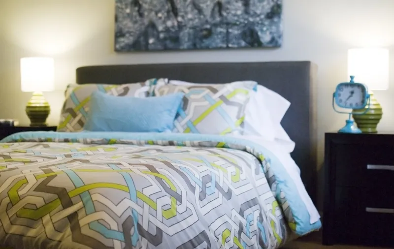 model living room at Elmhurst Terrace Apartments at 100 Fellows Ct.