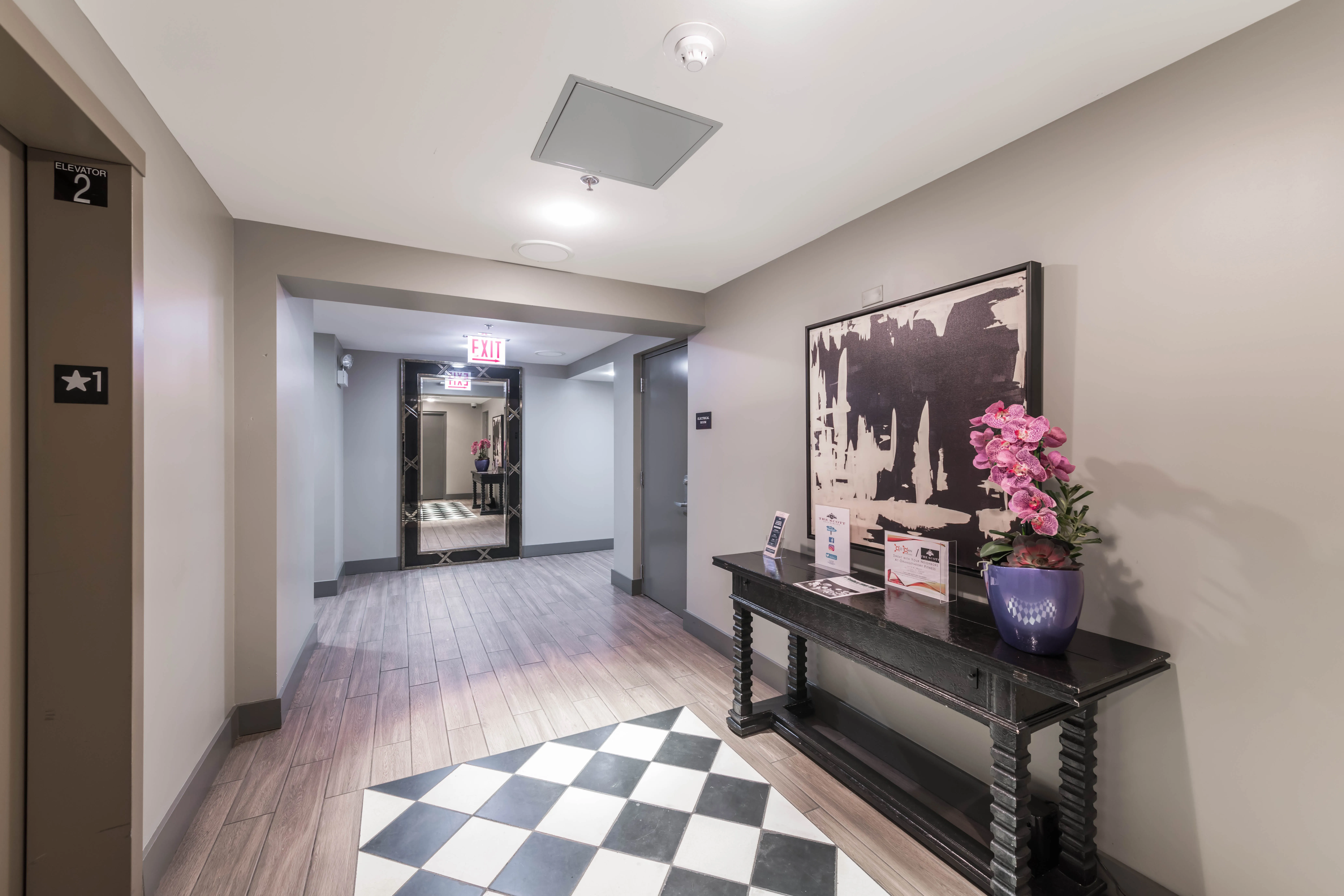 model unit living room at The Scott Residences Apartments in Old Town