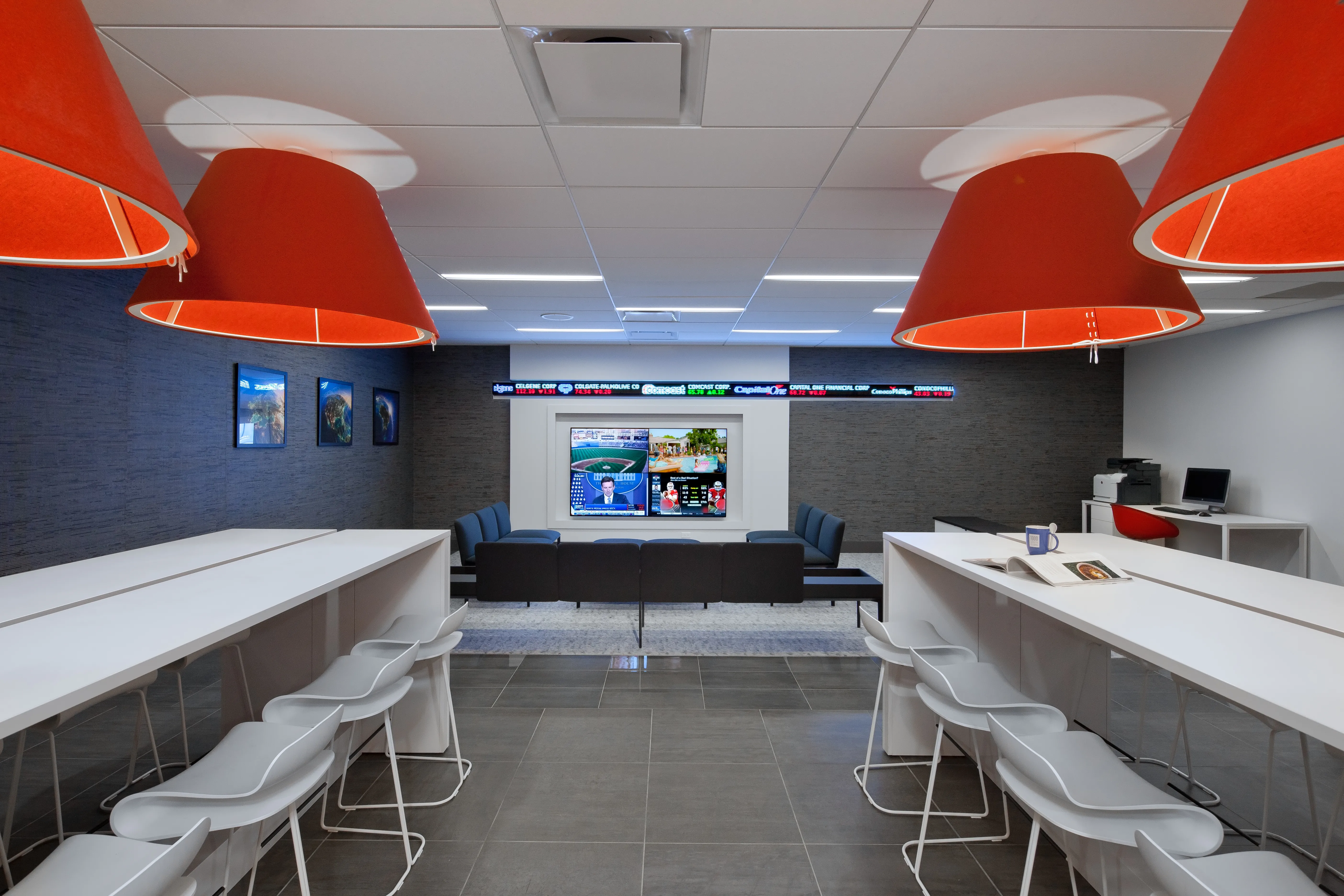 living room and skyline view at 1000 South Clark Apartments
