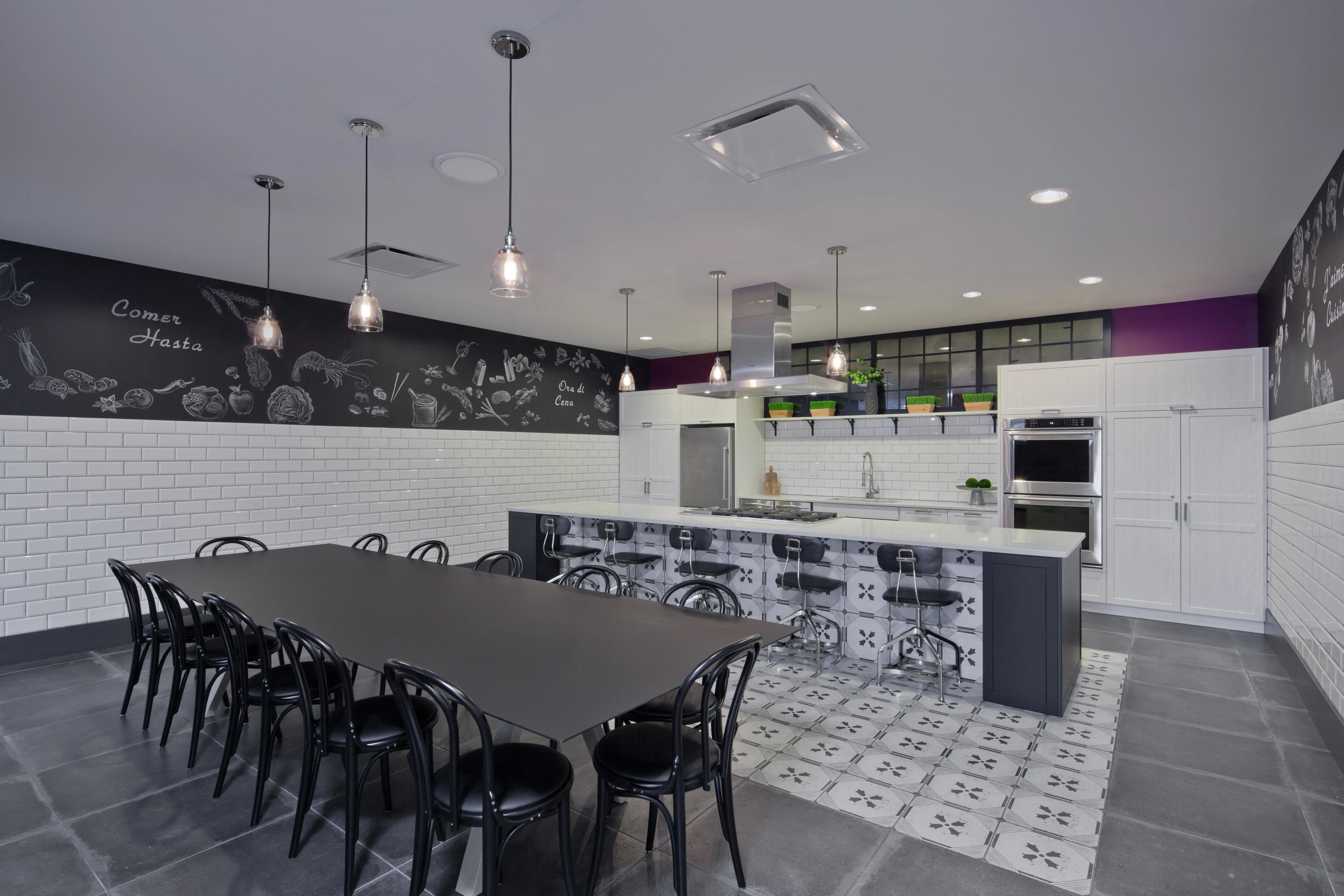 living room and skyline view at 1000 South Clark Apartments