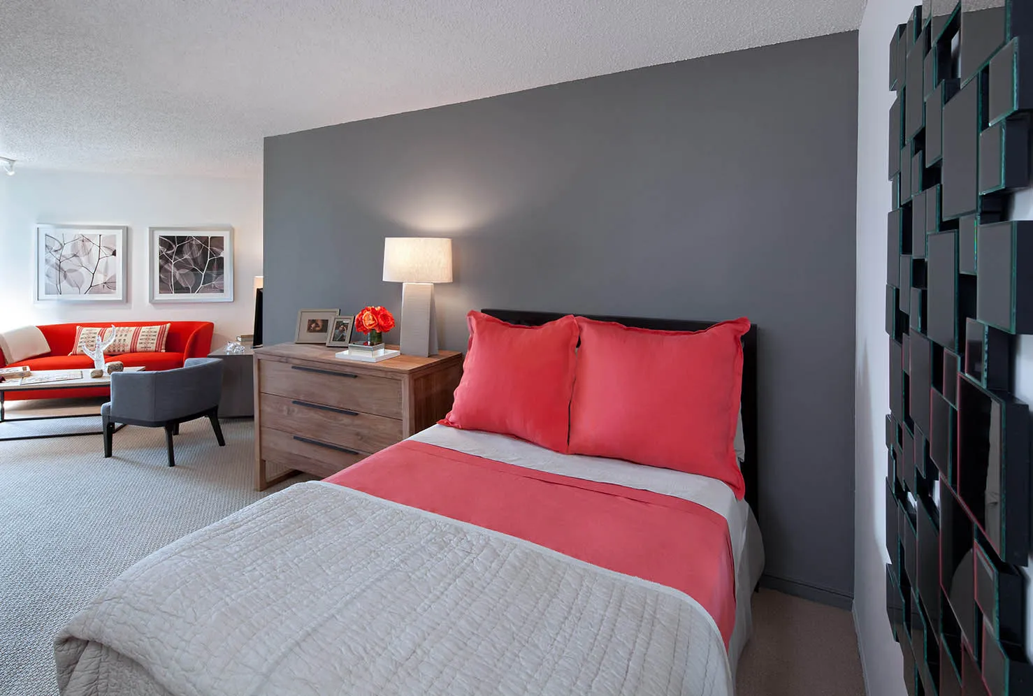 kitchen and breakfast table in model at Asbury Plaza Apartments
