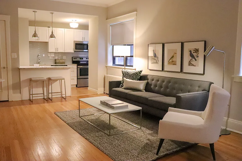 vintage luxury living room at Park Fullerton by Reside Apartments