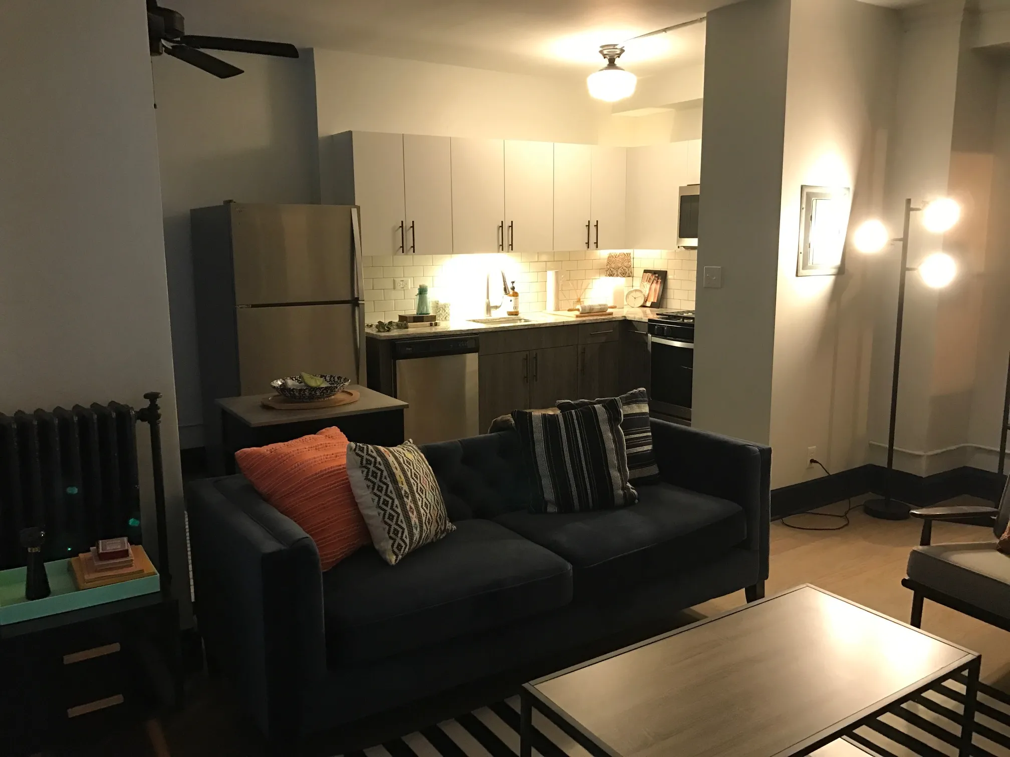 living area in model unit at The Edison Apartments in Edgewater!