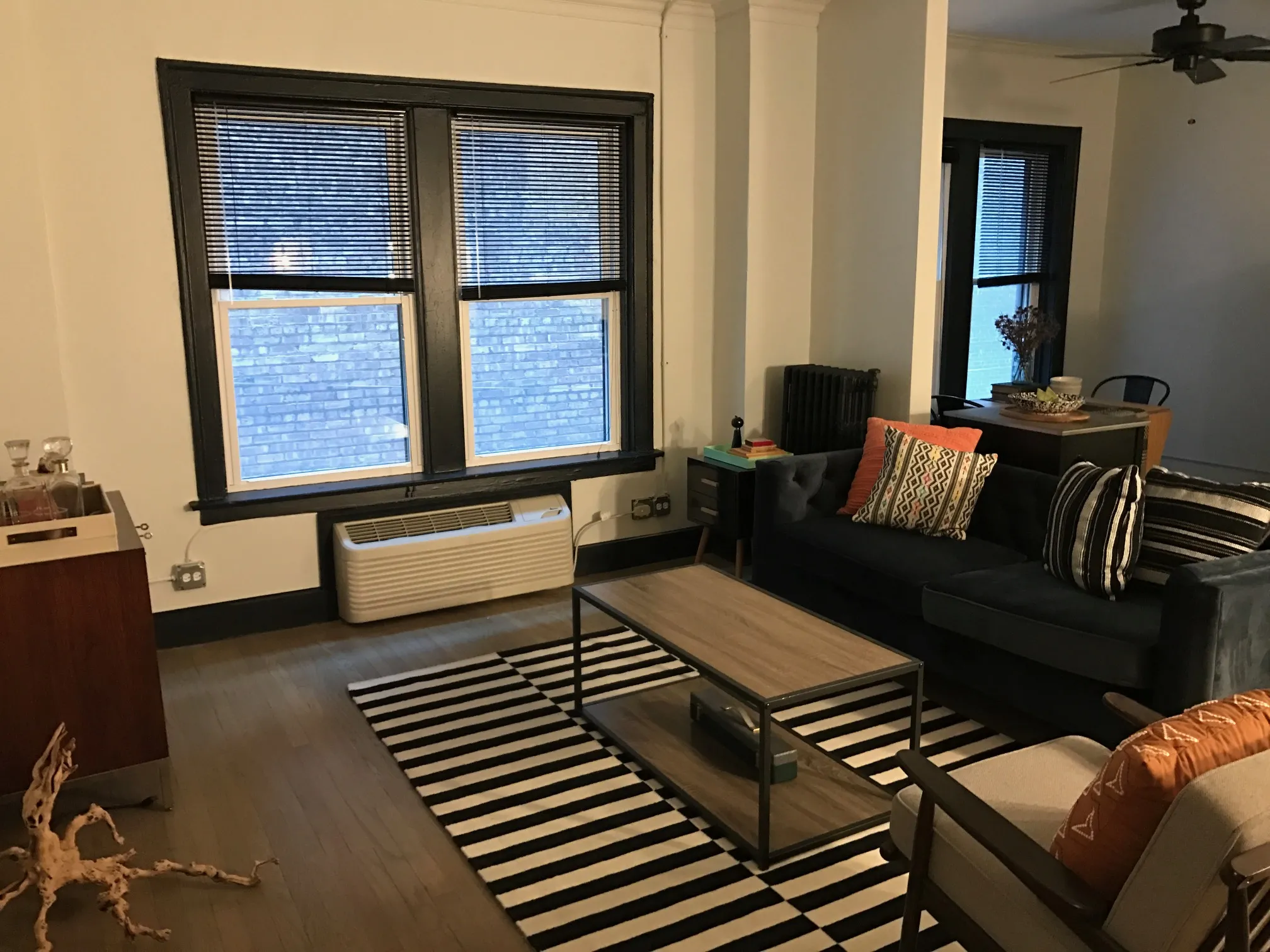living area in model unit at The Edison Apartments in Edgewater!