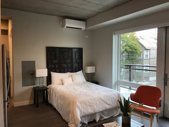 furnished luxury kitchen and living room at The Westerner Apartments