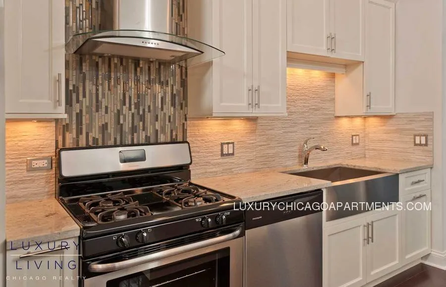 model kitchen at The Aberdeen West Loop Apartments