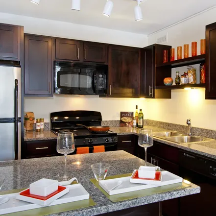 furnished living room at Reside on Barry Apartments