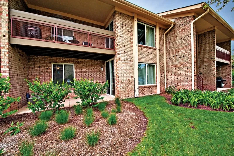 reflection pond in front of Lakeside Apartments in Lisle, IL