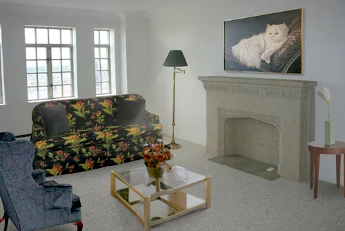 The historic tower of Jeffrey Cyril Apartments in the South Shore Chicago