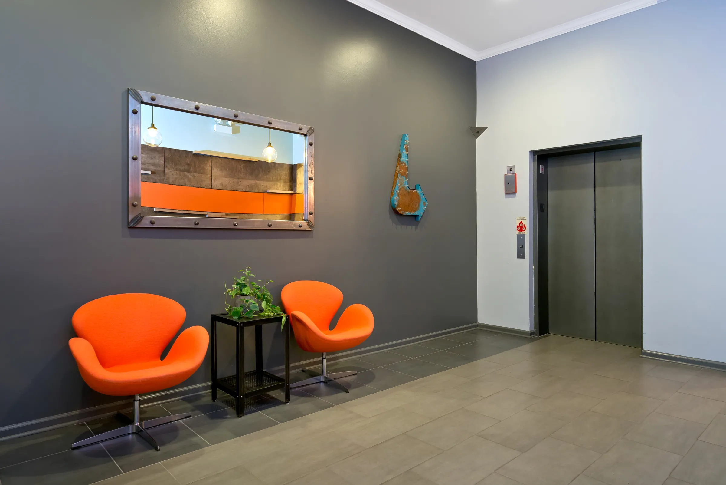 outside red brick of 2010 West Pierce Apartments in Wicker Park Chicago