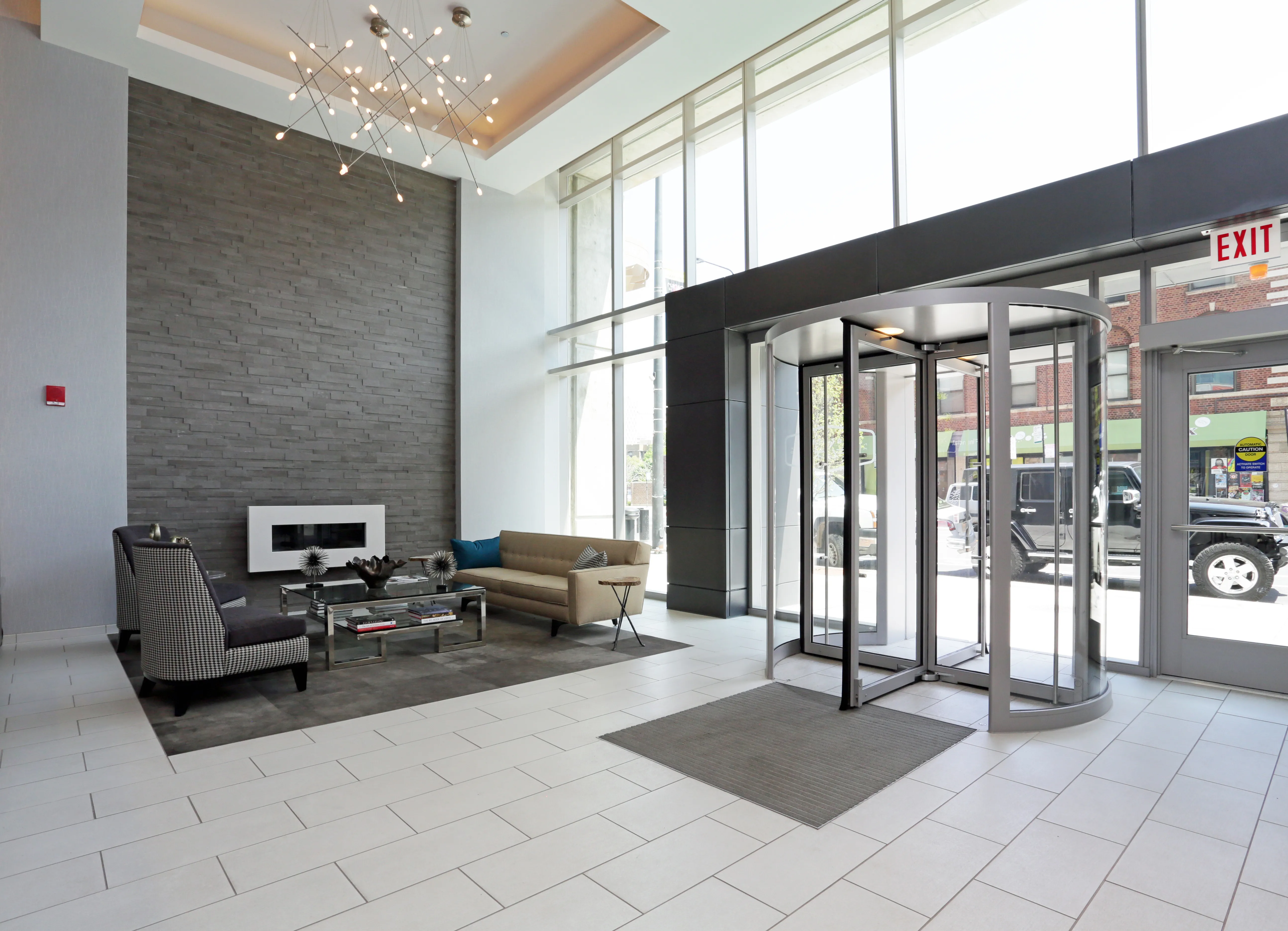 living area and kitchen at Halsted Flats Apartments in Chicago