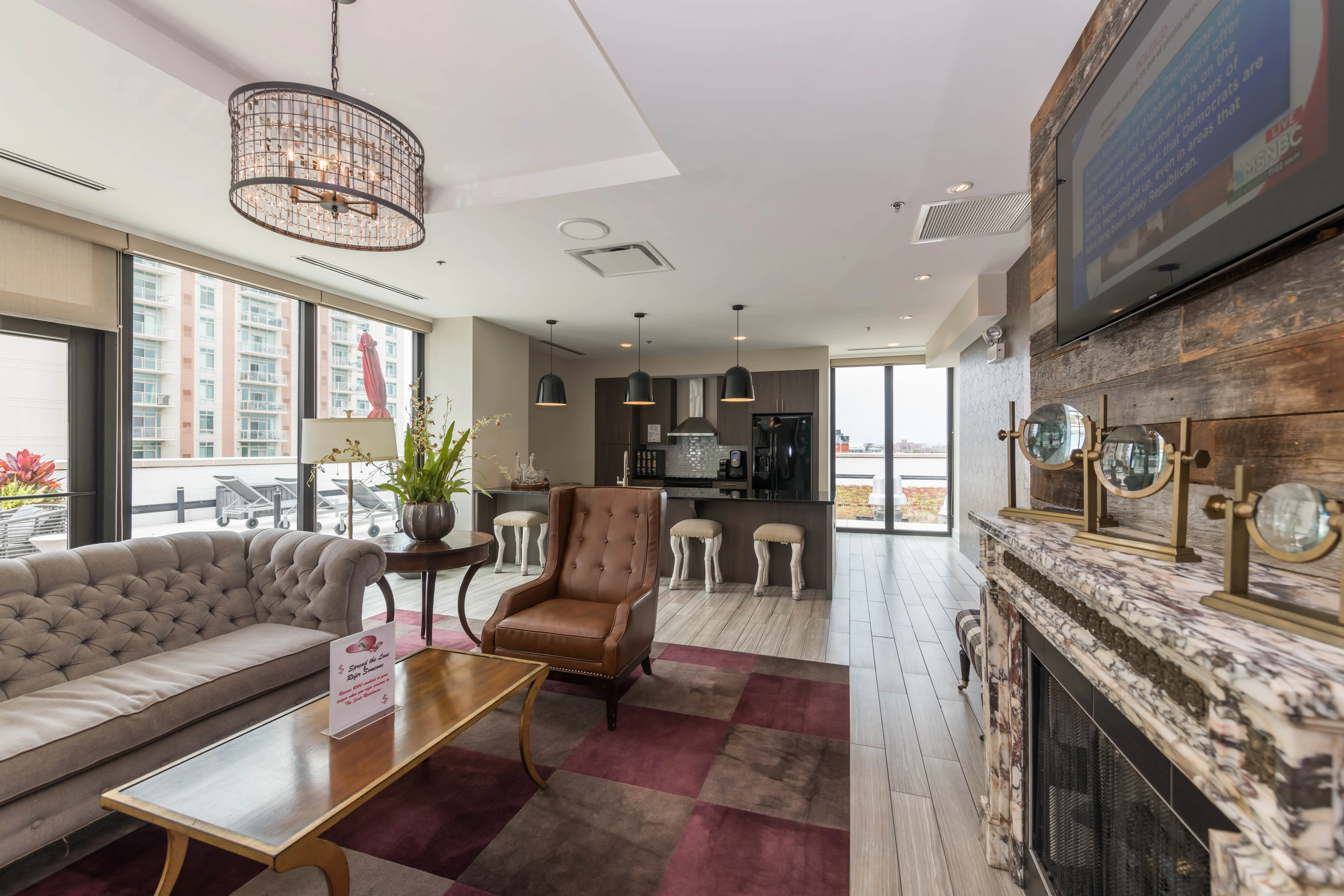 model unit living room at The Scott Residences Apartments in Old Town