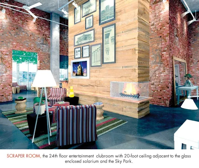 entrance to MDA City Club Apartments with red bench a flowers in pot