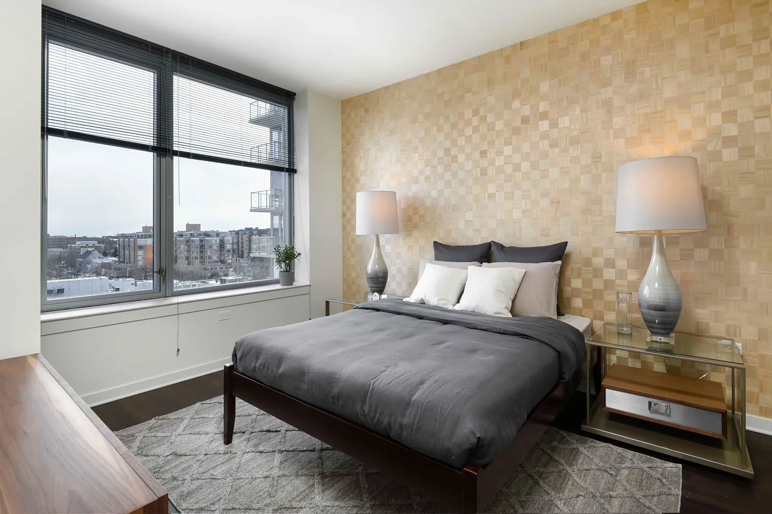 a type model kitchen at E2 Apartments in Evanston IL