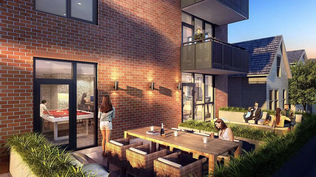 furnished living room at Centrum Lakeview Apartments at 1714 West Roscoe