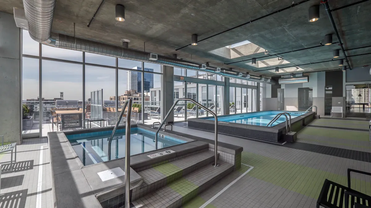 living room model apartment at JeffJack Apartments in the Chicago Loop