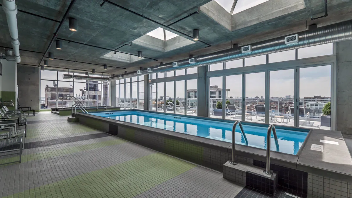 living room model apartment at JeffJack Apartments in the Chicago Loop