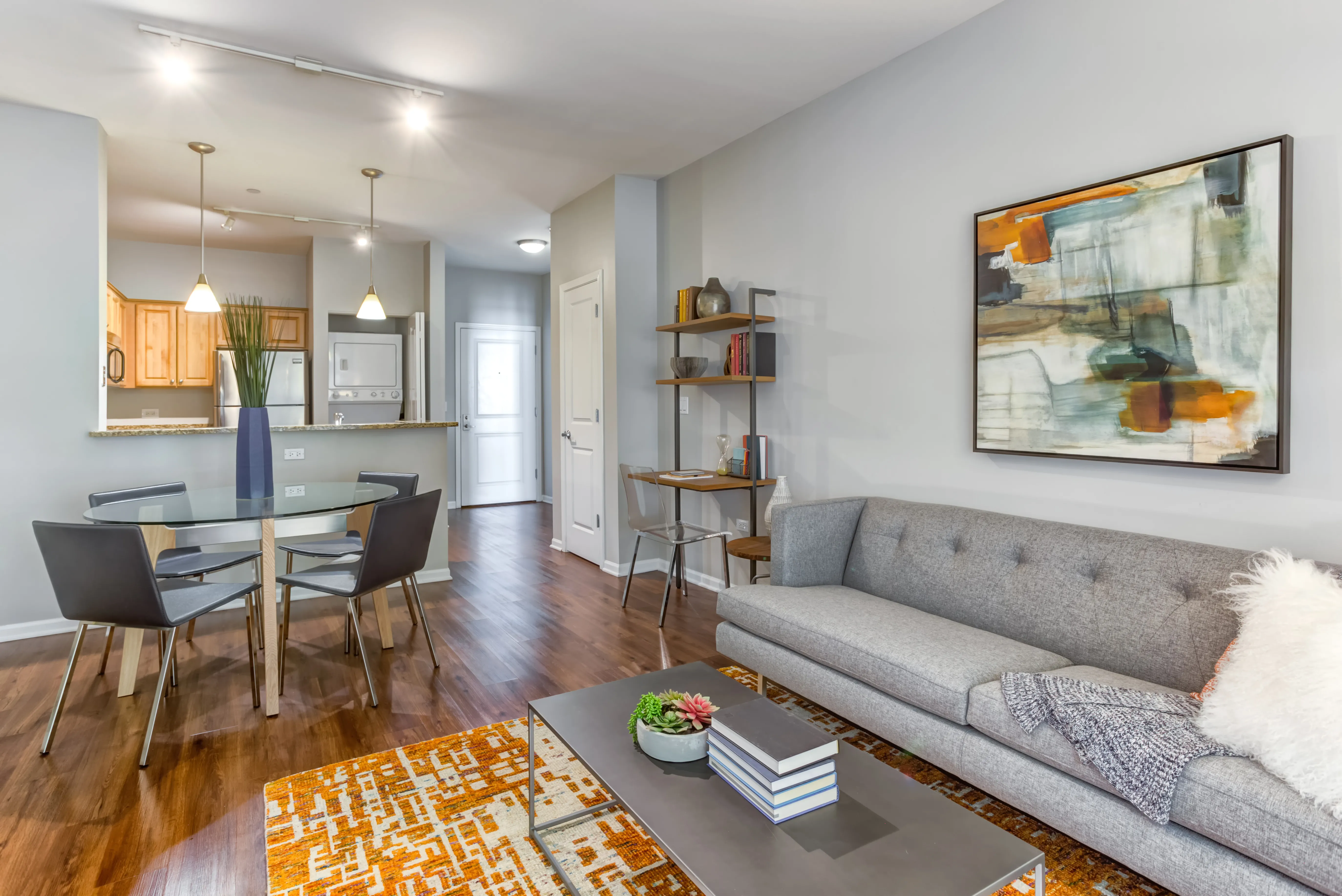 living room at Reserve at Evanston Apartments