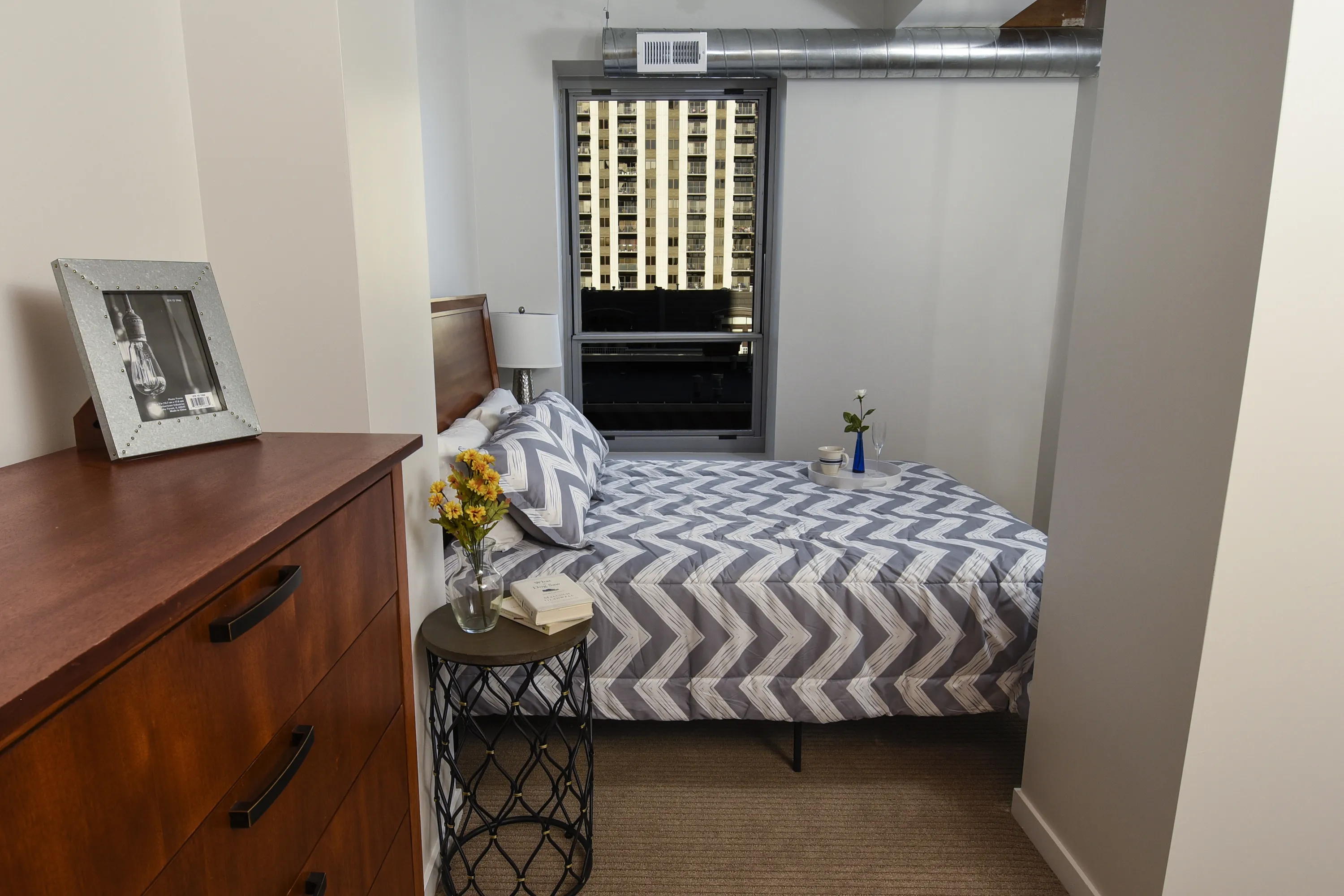 model kitchen and island at the Fairfax Lofts in the South Loop