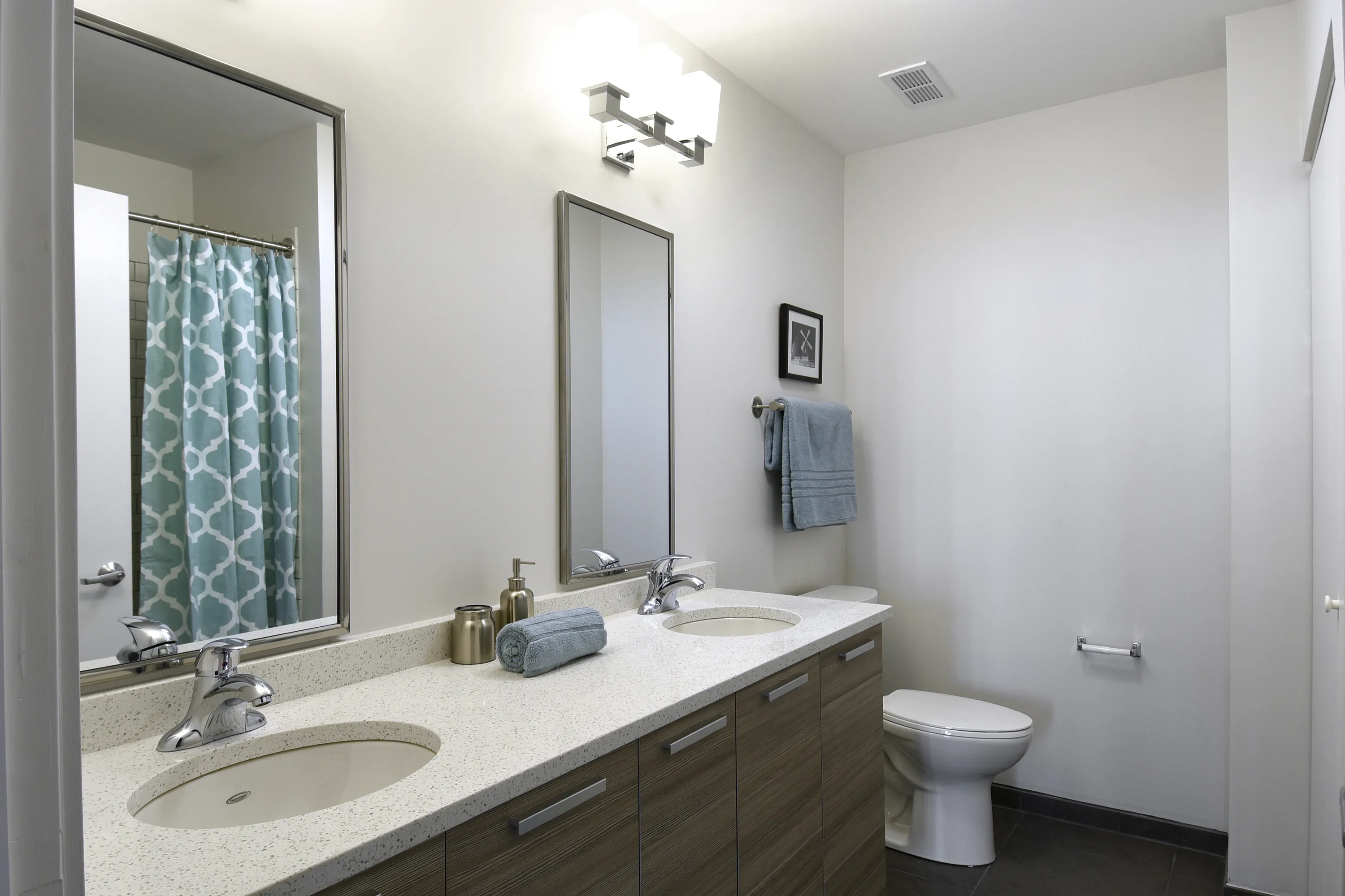 model kitchen and island at the Fairfax Lofts in the South Loop