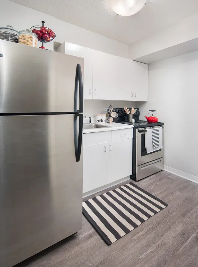 living room and view at Twin Towers Apartments in Hyde Park Chicago