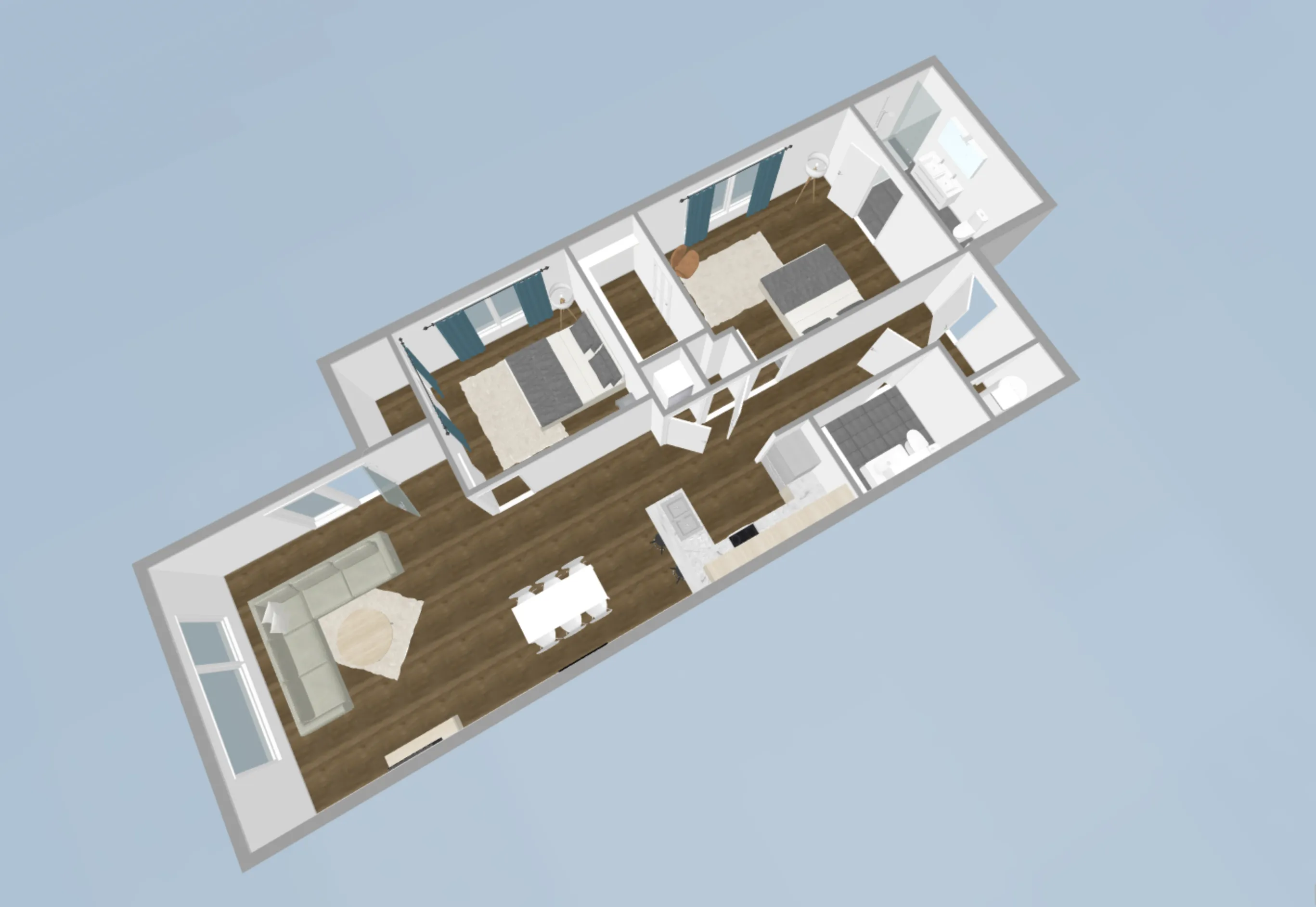 living room & kitchen at 1509 North Western Apartments, 1509 N. Western Ave