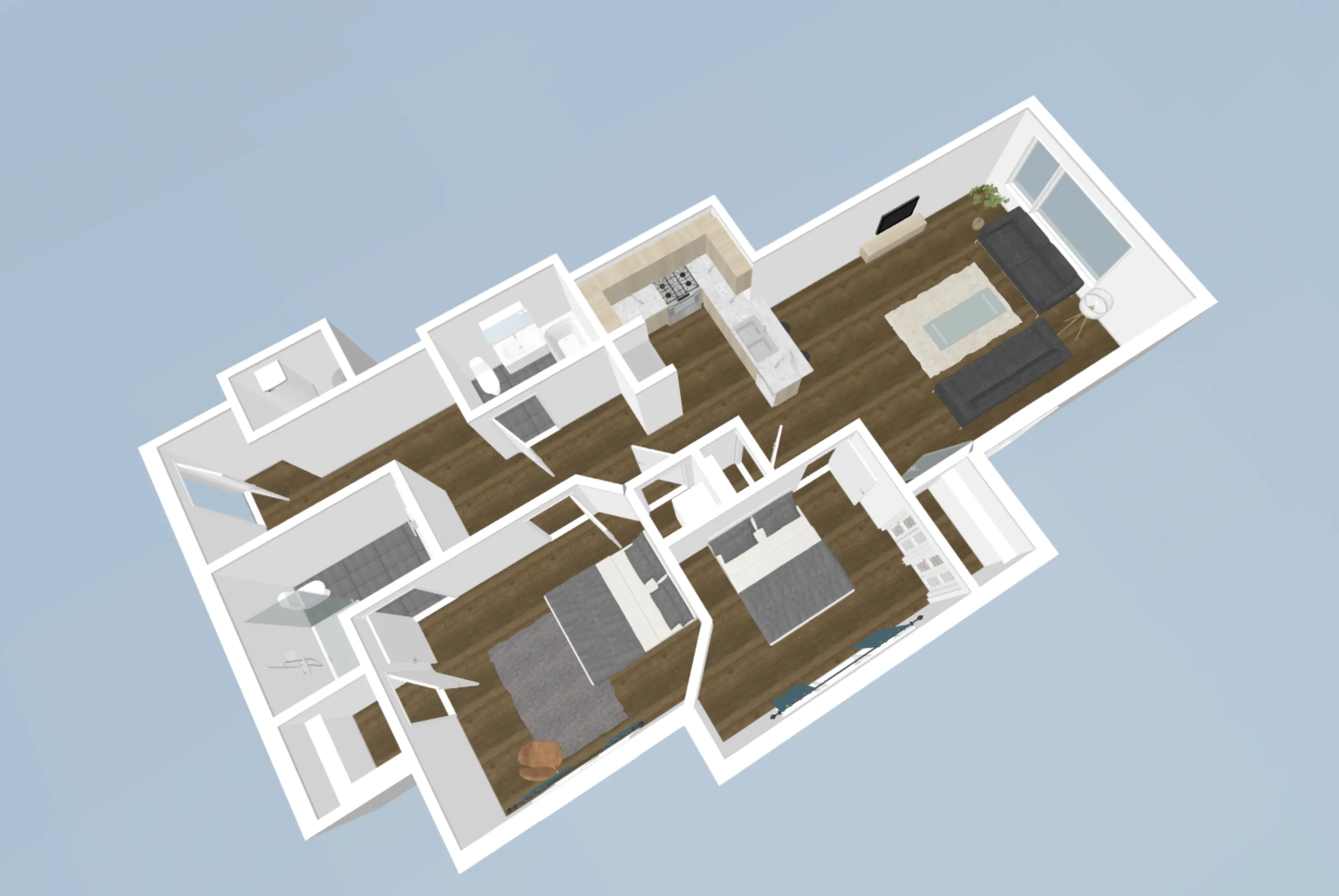 living room & kitchen at 1509 North Western Apartments, 1509 N. Western Ave