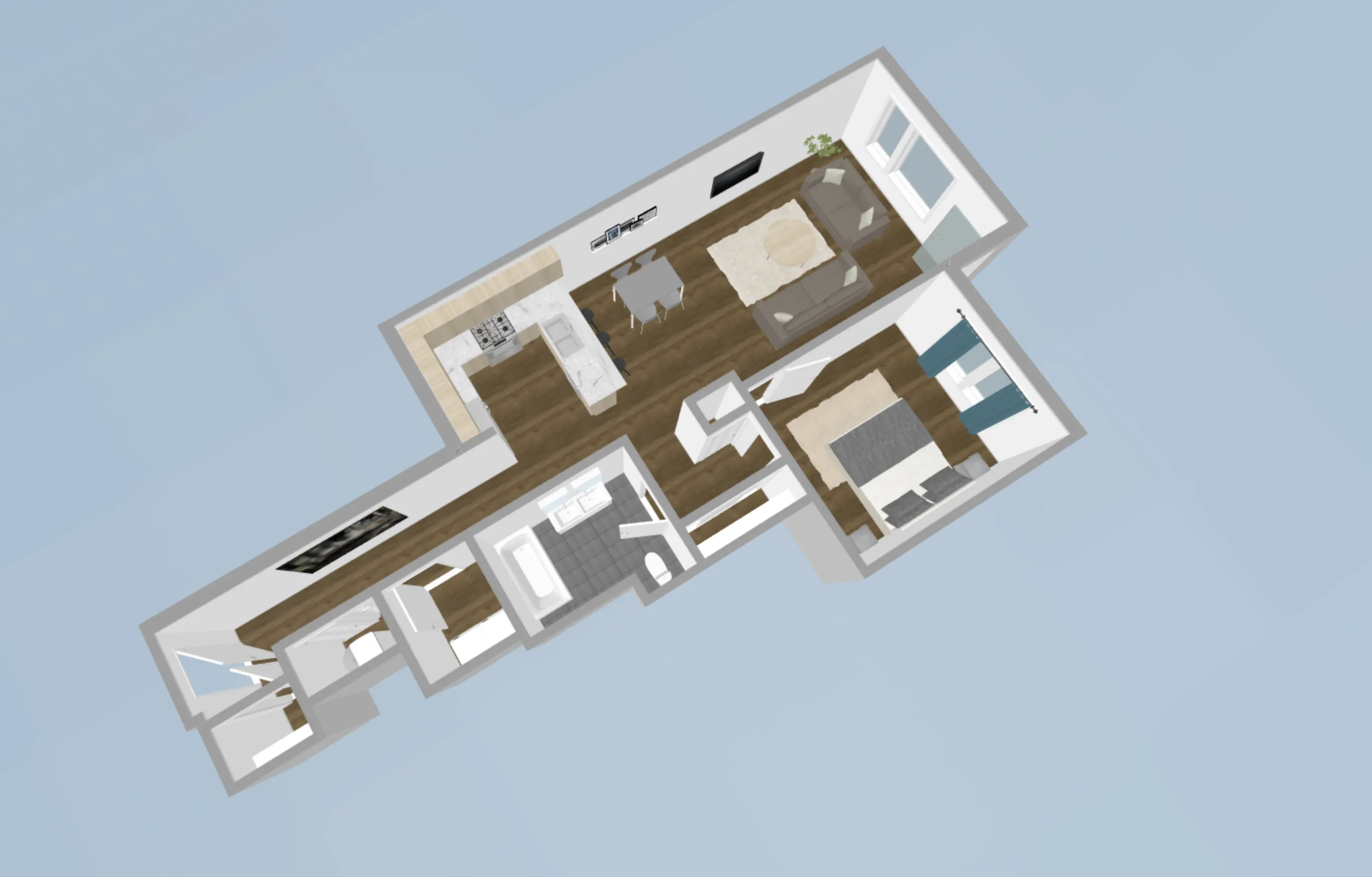 living room & kitchen at 1509 North Western Apartments, 1509 N. Western Ave