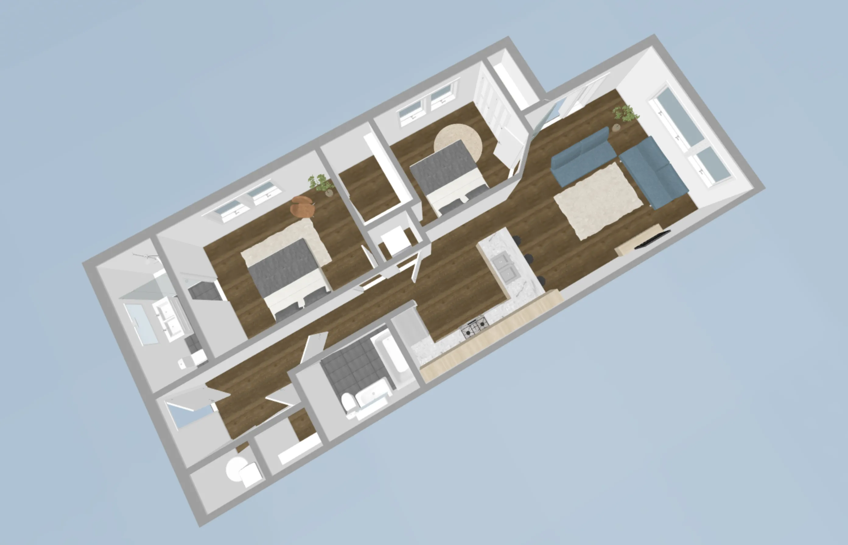 living room & kitchen at 1509 North Western Apartments, 1509 N. Western Ave