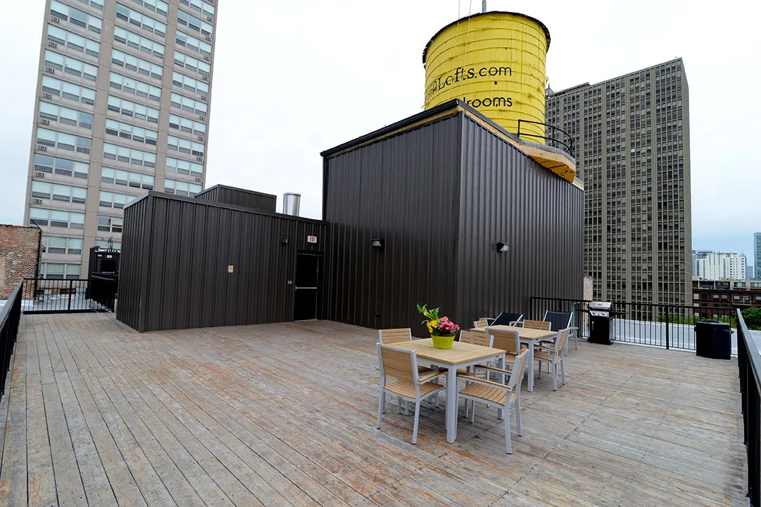 corner view of the historic Vesta Lofts in the south loop of chicago