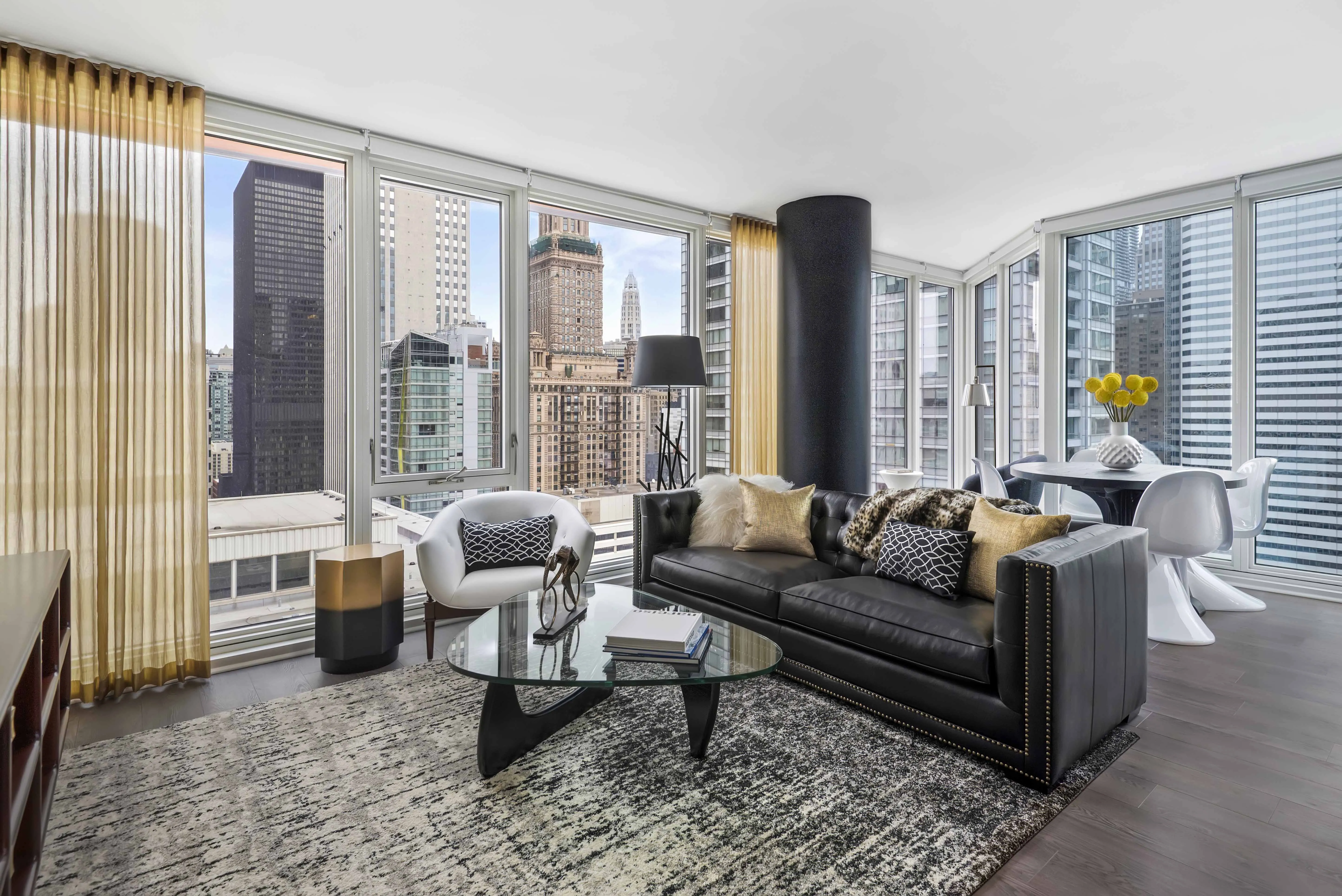 furnished living room and view at Marquee at Block 37 Apartments