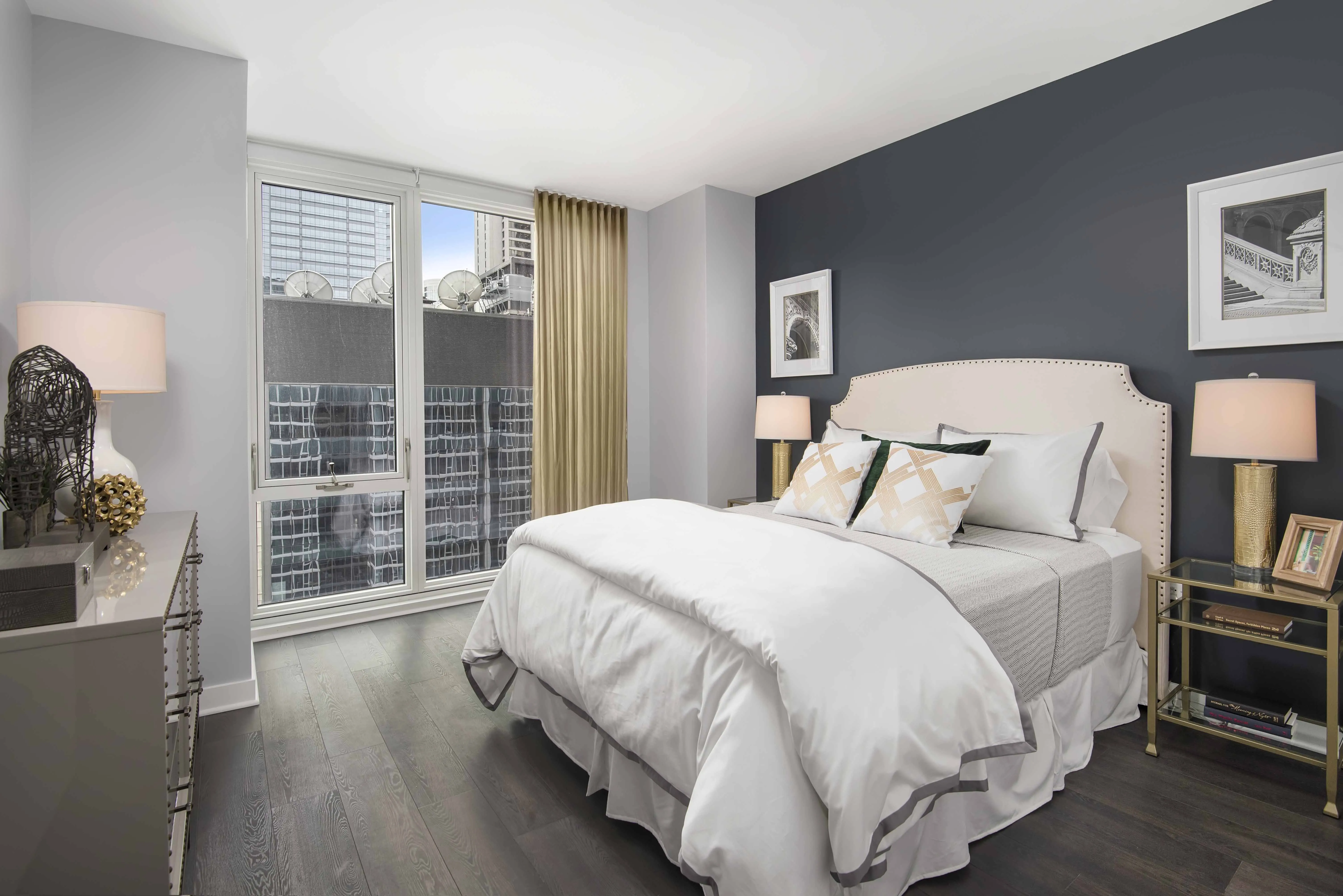 furnished living room and view at Marquee at Block 37 Apartments