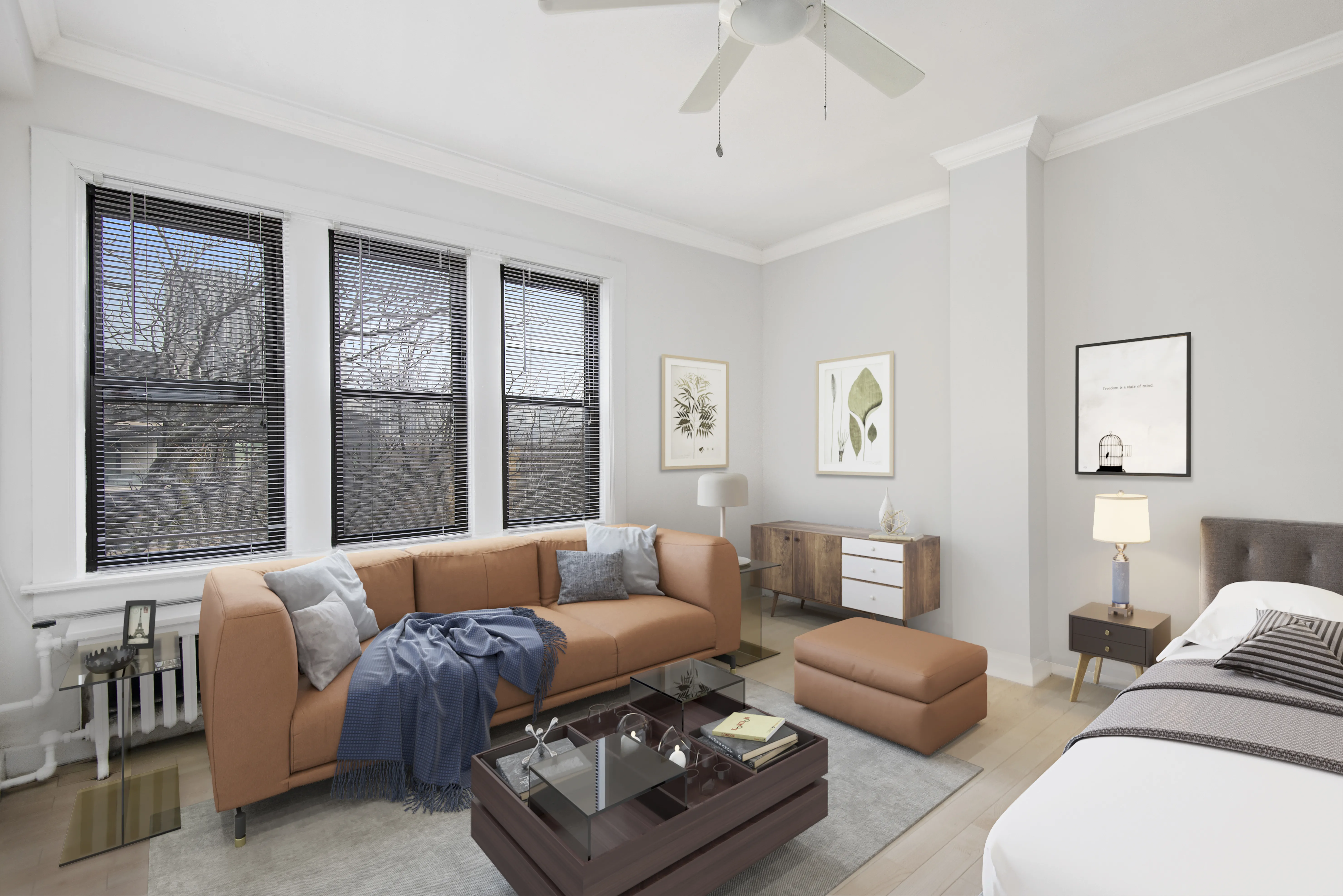 Studio Living Room at 1940 North Lincoln Apartments