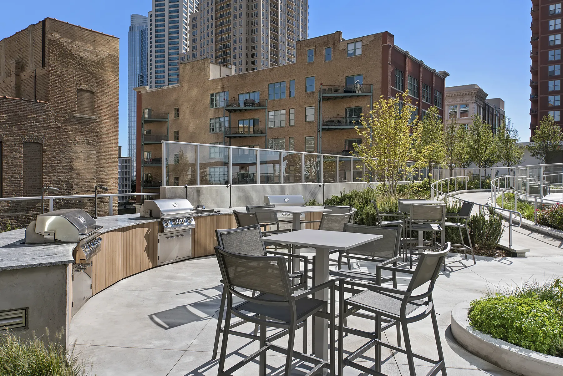luxury kicthen and island at 1001 South State Apartments in the South Loop