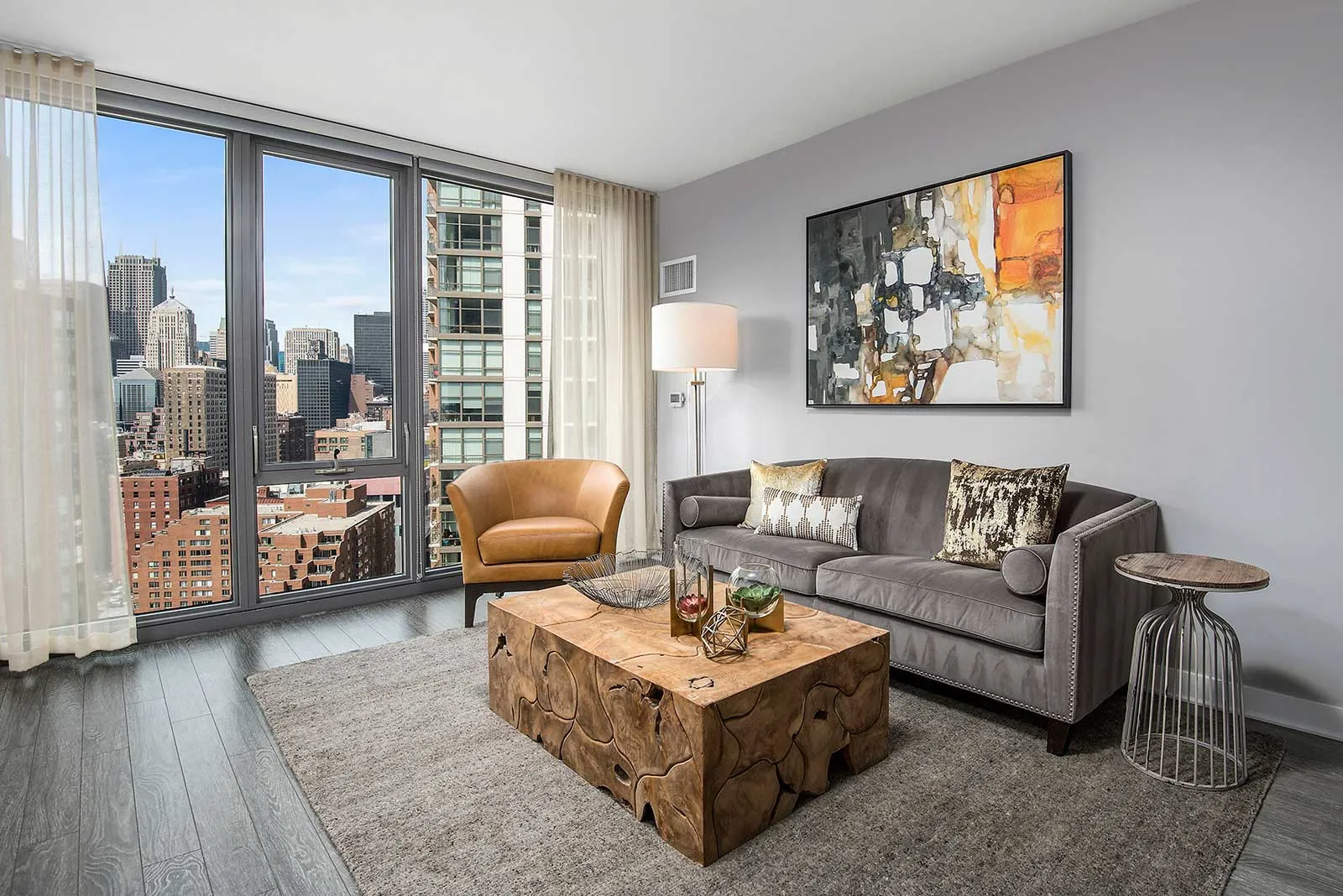 luxury kicthen and island at 1001 South State Apartments in the South Loop