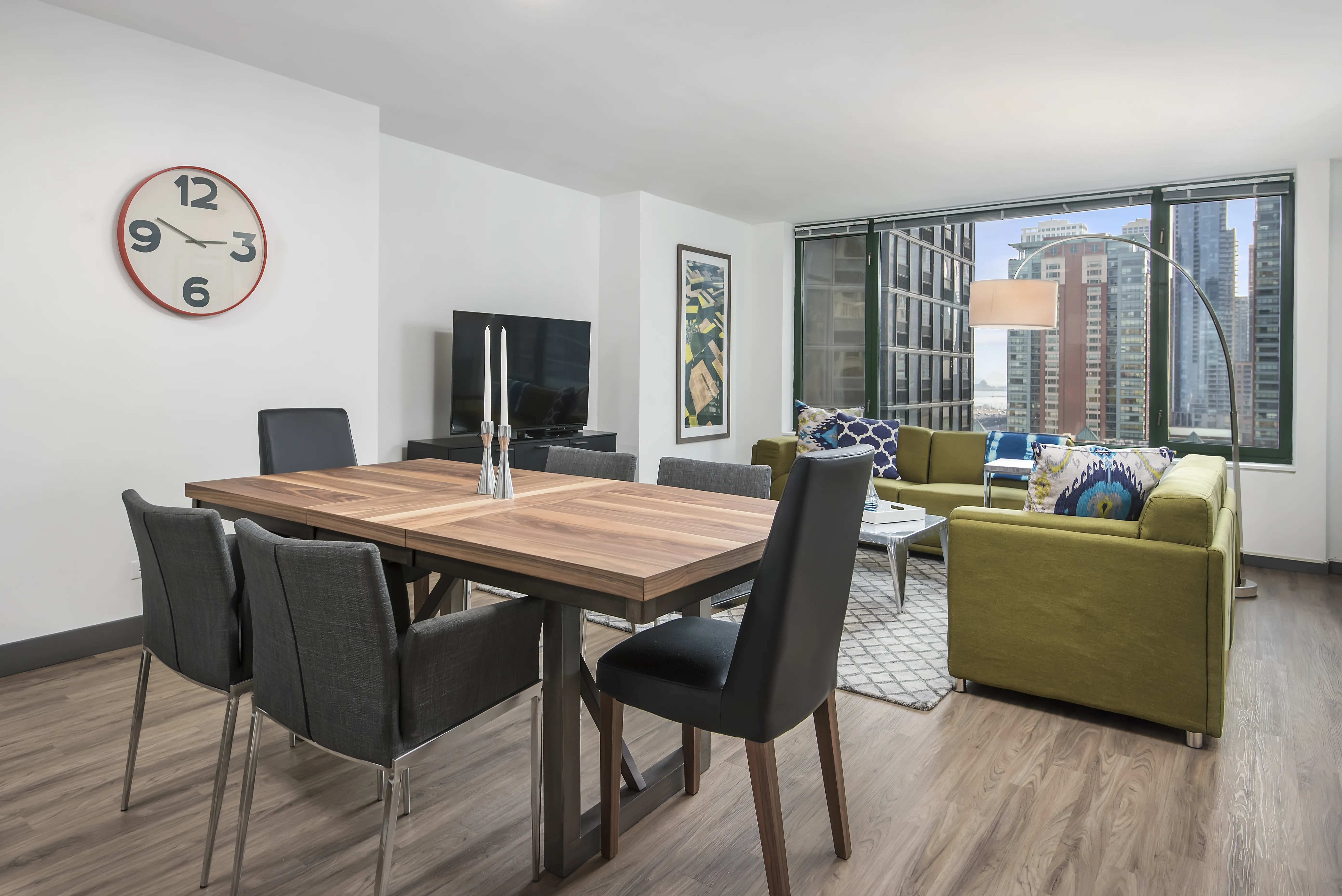 Living/Dining room view at 420 East Ohio Apartments in Streeterville Chicago