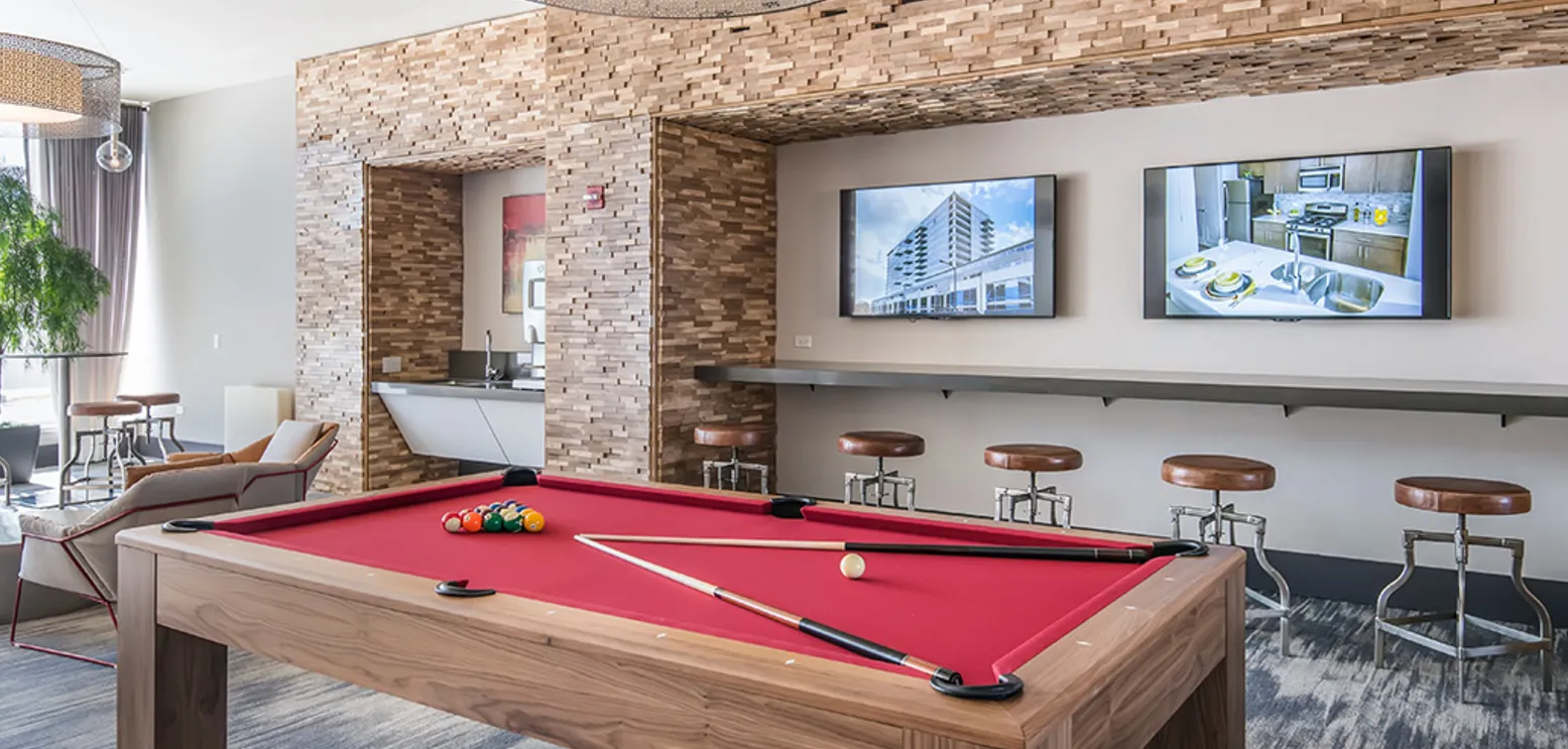 a type model kitchen at E2 Apartments in Evanston IL