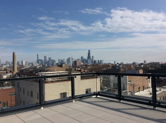 white kitchen at 1819 Lofts in Wicker Park Chicago