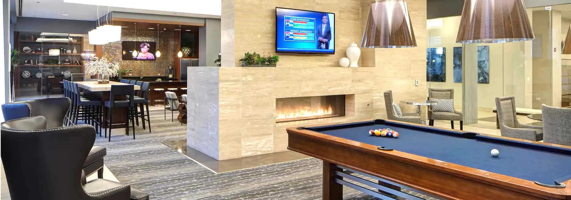 Indoor movie theater at AMLI River North Apartments in Chicago