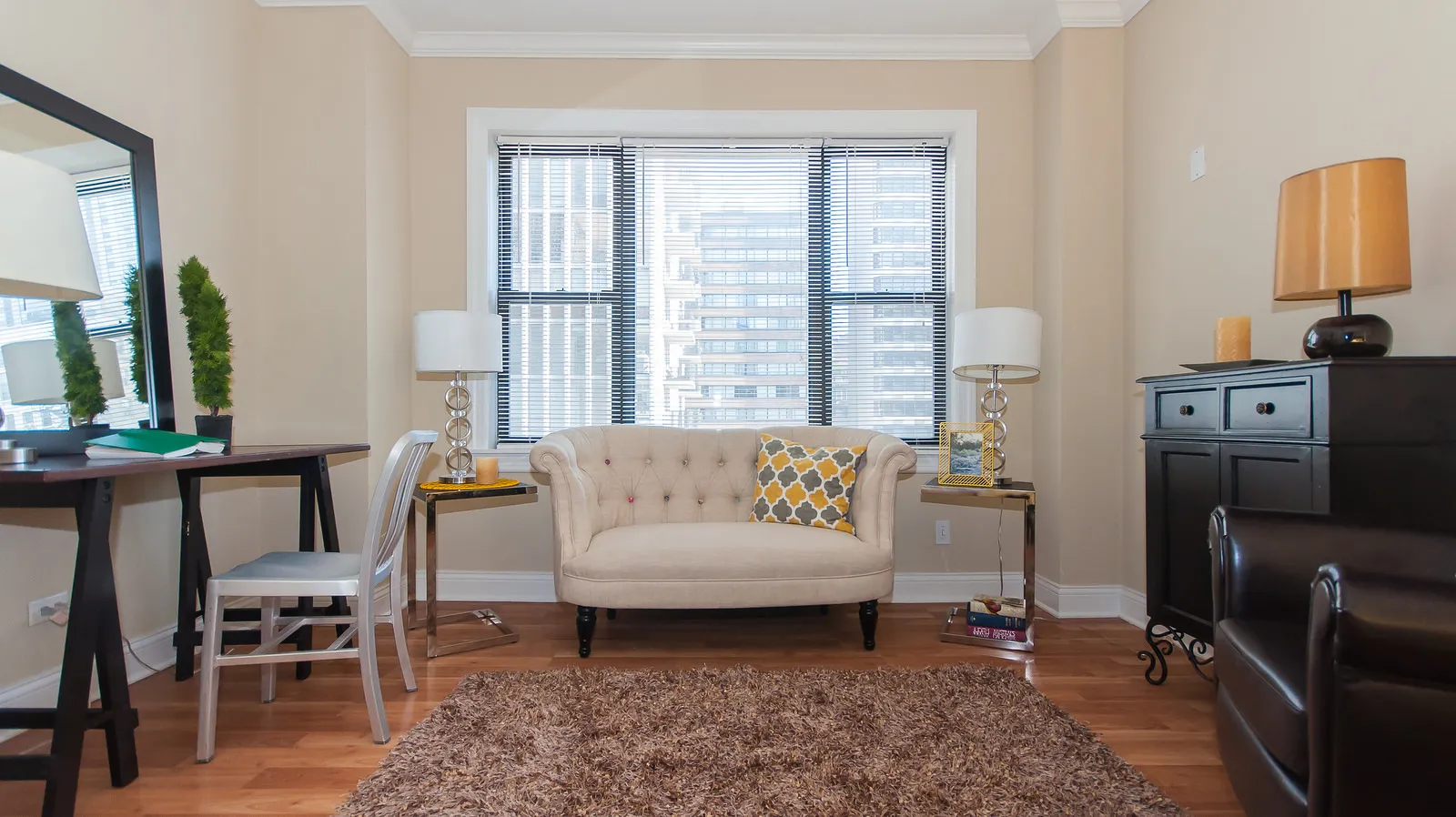 master bedroom at 211 E Delaware Apartments in the Gold Coast Chicago