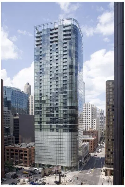 skyline Chicago view from 600 North Fairbanks Apartments