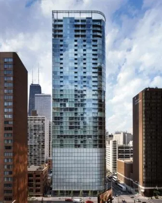 skyline Chicago view from 600 North Fairbanks Apartments