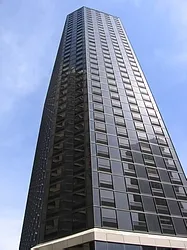 exterior building view at Lake Shore Plaza Apartments in Streeterville