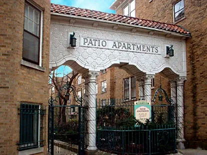 Historic entry at Patio Apartments in Edgewater at 1618 W. Granville Ave